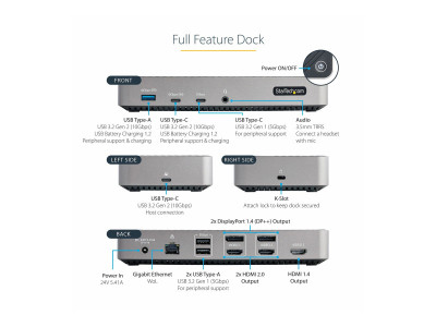 Startech : STATION DACCUEIL USB-C DOCK TRIPLE HDMI/DP 4K USB-C