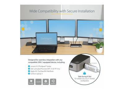 Startech : STATION DACCUEIL USB-C DOCK TRIPLE HDMI/DP 4K USB-C