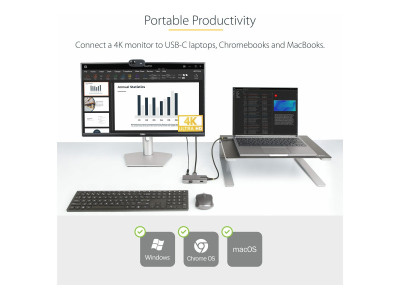 Startech : USB-C MULTIPORT ADAPTER HDMI 4K - 3-PORT USB HUB MINI HUB