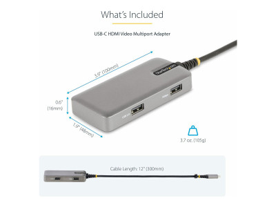 Startech : USB-C MULTIPORT ADAPTER HDMI 4K - 3-PORT USB HUB MINI HUB