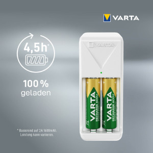 VARTA Chargeur Mini Charger, équipé de AAA, blanc