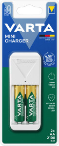 VARTA Chargeur Mini Charger, équipé de AA, blanc