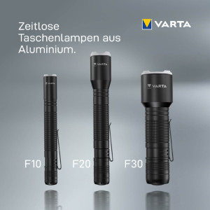 VARTA Lampe de poche aluminium Light F30 Pro, noir