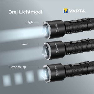 VARTA Lampe de poche aluminium Light F30 Pro, noir