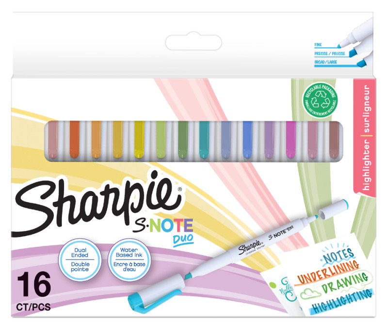 Sharpie Marqueur créatif S-NOTE DUO, carte blister de 16