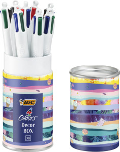 BIC Stylo à bille 4 Colours, boîte métallique de 8