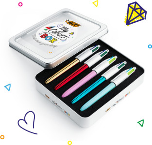 BIC Stylo à bille rétractable collection 4 Colours, boîte