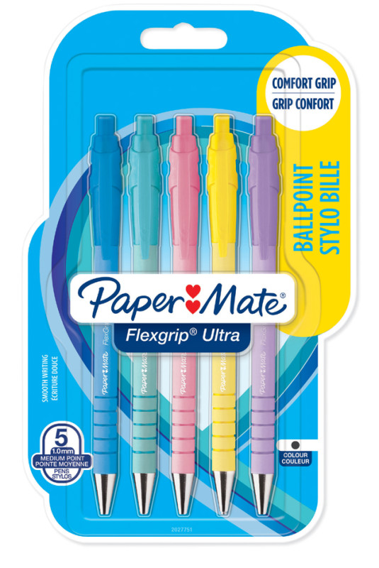 Paper:Mate Stylo à bille FlexGrip Ultra Pastel, blister de 5