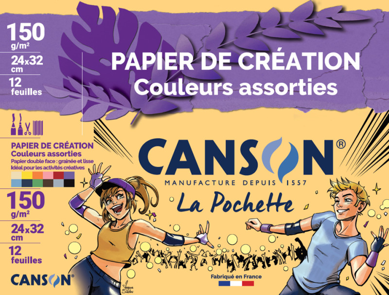 CANSON Papier de création, 240 x 320 mm, 150 g/m2, assorti