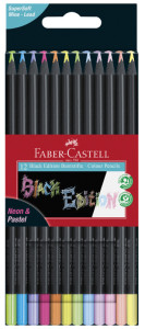 FABER-CASTELL Crayon de couleur Black Edition, étui de 12