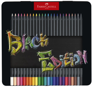 FABER-CASTELL Crayon de couleur Black Edition, étui de 12