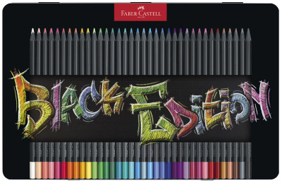 FABER-CASTELL Crayon de couleur Black Edition, étui de 12