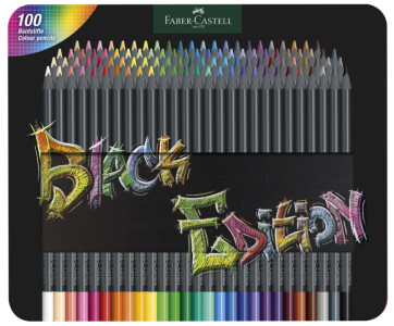 FABER-CASTELL Crayon de couleur Black Edition, étui de 12