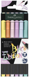 FABER-CASTELL Feutre Black Edition pastel, étui de 6