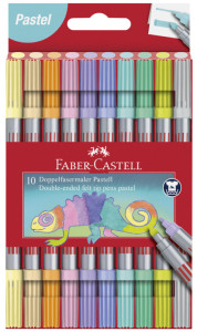 FABER-CASTELL Feutre double pointe pastel, étui de 10