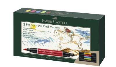 FABER-CASTELL Feutre PITT artist pen Dual Marker, étui de 5