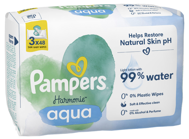 Lingettes bébé Aqua Harmonie PAMPERS : le paquet de 33 lingettes à