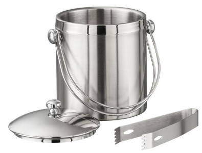 Seau à Glace 1,6 L En Acier Inoxydable - Avec Couvercle, Pince Et Filtre - Pour Bar, Fêtes, Pique-nique