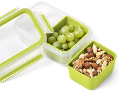 emsa Boîte pour goûter CLIP & GO, 0,55 L, transparent / vert