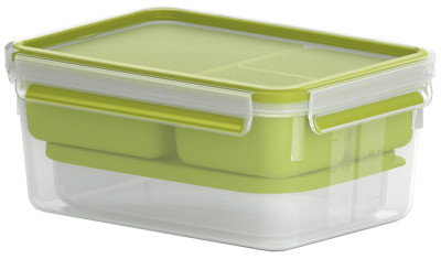 emsa Boîte repas XL CLIP & GO, 2,3 litres, transparent/vert