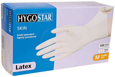 HYGOSTAR Gant latex SKIN, M, poudré, blanc