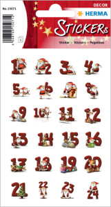 HERMA Autocollants de Noël DECOR chiffres calendrier Avent