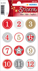 HERMA Autocollants de Noël DECOR chiffres calendrier Avent