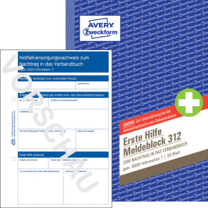 AVERY Zweckform Erste Hilfe Meldeblock 312, DIN A5, 50 Blatt