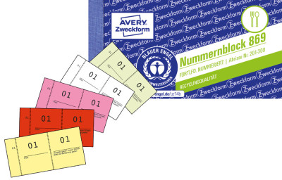 AVERY Zweckform Nummernblock 1 - 1000, 105 x 53 mm, 5-farbig
