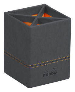 RHODIA Pot à crayons, en similicuir, titane