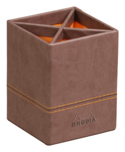 RHODIA Pot à crayons, en similicuir, chocolat