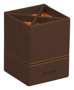 RHODIA Pot à crayons, en similicuir, chocolat