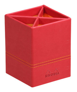 RHODIA Pot à crayons, en similicuir, bois de rose