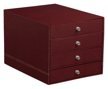 RHODIA Trieur 4 tiroirs, en simili cuir, coquelicot