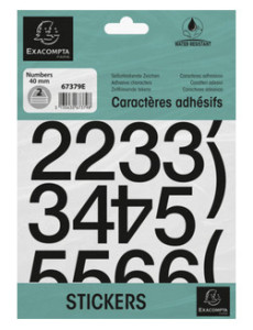 EXACOMPTA Chiffres auto-adhésifs 0-9, 10 mm, noir