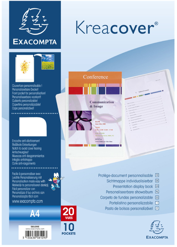 EXACOMPTA Protège-documents Kreacover, A4, 20 pochettes