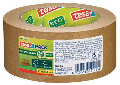 tesapack Ruban adhésif d'emballage PAPER ecoLogo, 38mm x 25m