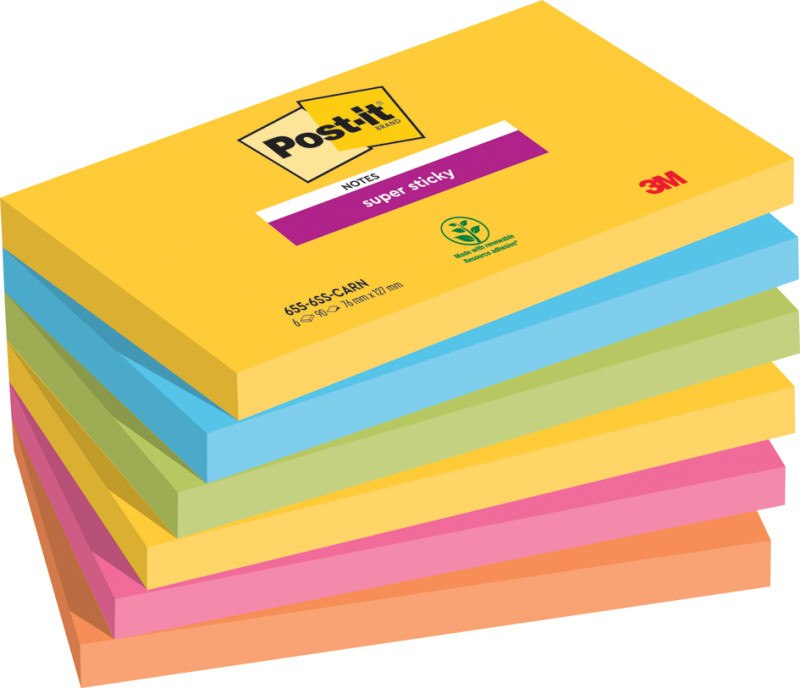 Post-it Bloc-note Super Sticky Notes 76 x 76 mm assorti