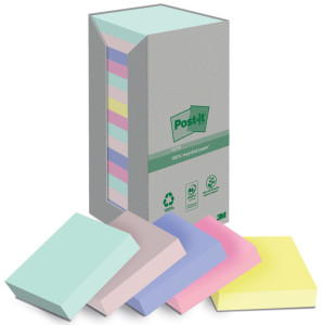 Post-it Bloc-note adhésif Recycling, 76 x 76 mm, 5 couleurs