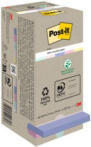 Post-it Bloc-note adhésif Recycling, 76 x 76 mm, 5 couleurs
