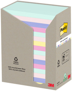 Post-it Bloc-note adhésif Recycling, 76 x 76 mm, 5 couleurs