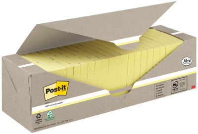 Post-it Bloc-note adhésif Recycling, 76 x 76 mm,18+6 GRATUIT