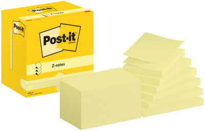 Post-it Bloc-note adhésif Z-Notes, 127 x 76 mm, jaune