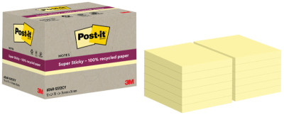 Post-it Super Sticky Recycling Notes, 47,6 x 47,6 mm, jaune
