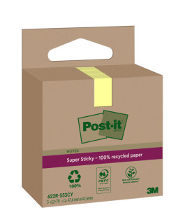 Post-it Super Sticky Recycling Notes, 76 x 76 mm, jaune