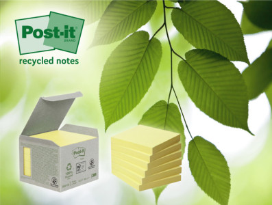 Post-it Super Sticky Recycling Notes, 76 x 76 mm, jaune