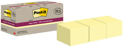 Post-it Super Sticky Recycling Notes, 76 x 76 mm, jaune