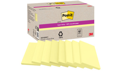 Post-it Super Sticky Recycling Notes, 76 x 76 mm, jaune