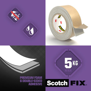 3M Ruban adhésif de fixation Scotch-Fix pour miroir, blanc