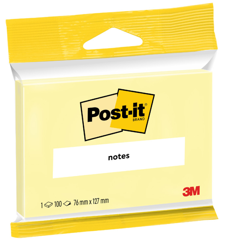 Post-it Bloc-note adhésif, 76 x 76 mm, jaune, en sachet
